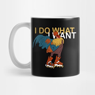 Funny rooster on roller skates Mug